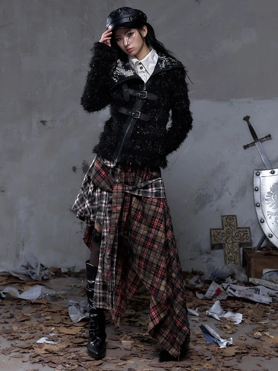 NO ROMANCE Edgy Gothic Zip Up Lapel Cropped Long Sleeve Metal Accents Black Womens Jacket