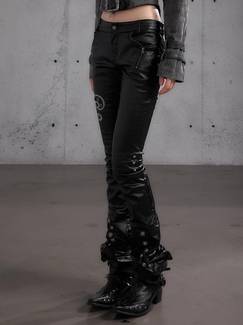 NO ROMANCE Embroidered Washed Waxed Punk Rock Women&