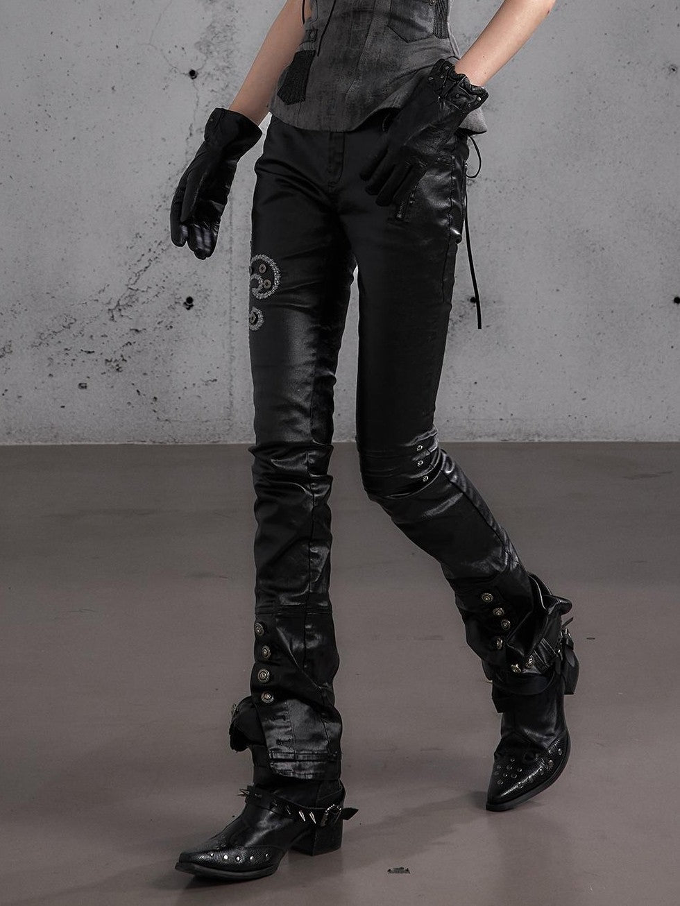NO ROMANCE Embroidered Washed Waxed Punk Rock Women&