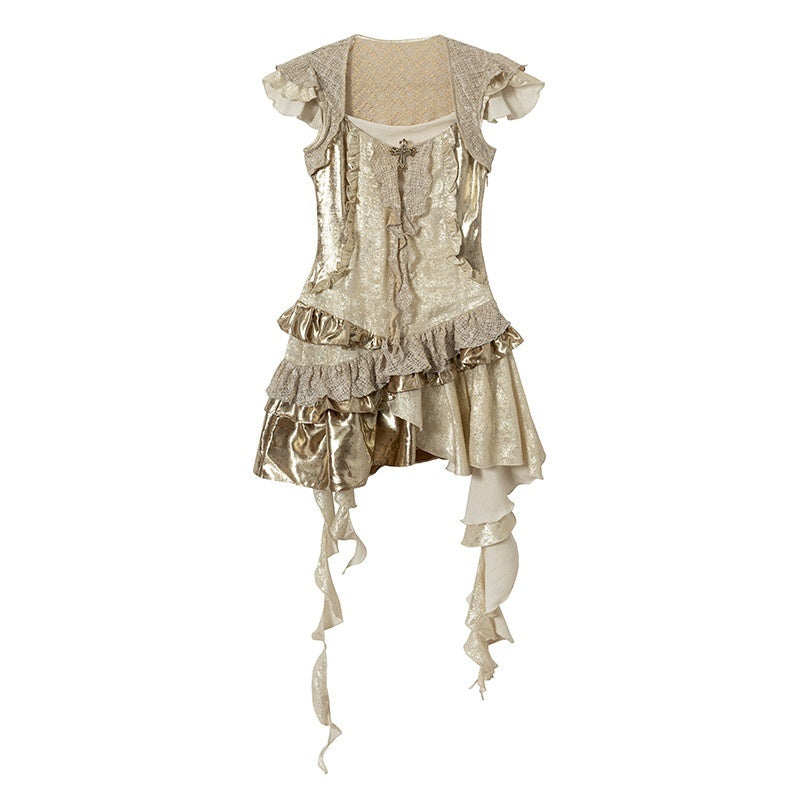 NO_ROMANCE_Gold_Satin_Baroque_Asymmetrical_Ruffle_Women&