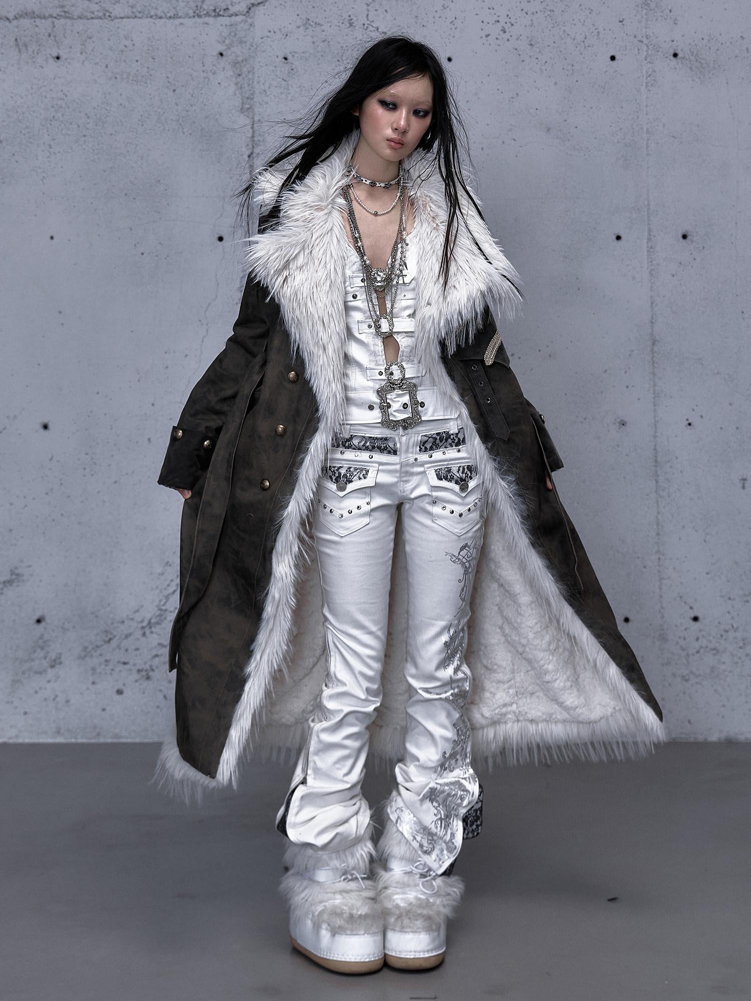 NO ROMANCE High Waist Rhinestone Accent Modern Slim Patchwork Women Floral Stretch Jeans