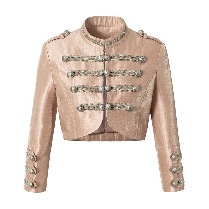NO_ROMANCE_Pink_Napoleonic_Double_Breasted_Stand_Collar_Women&