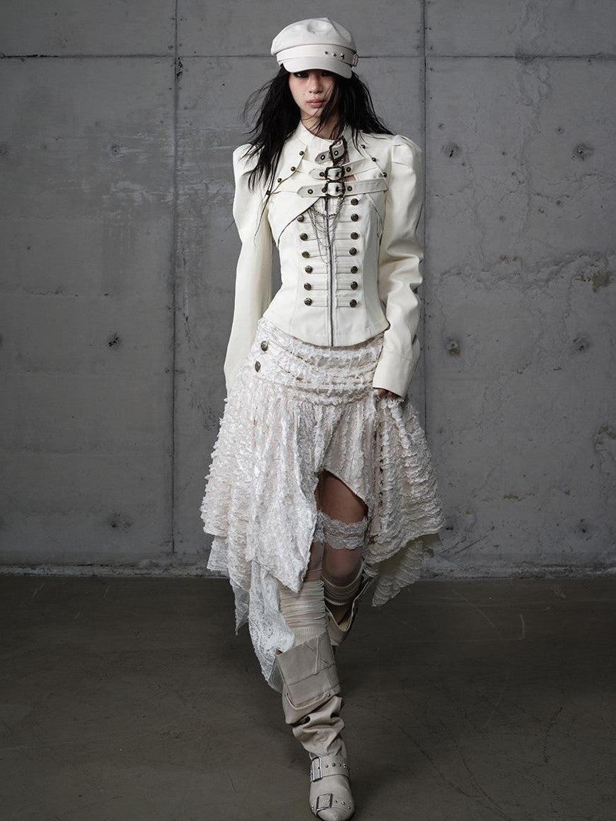 NO ROMANCE Plaid Velvet Irregular Court Style Women&