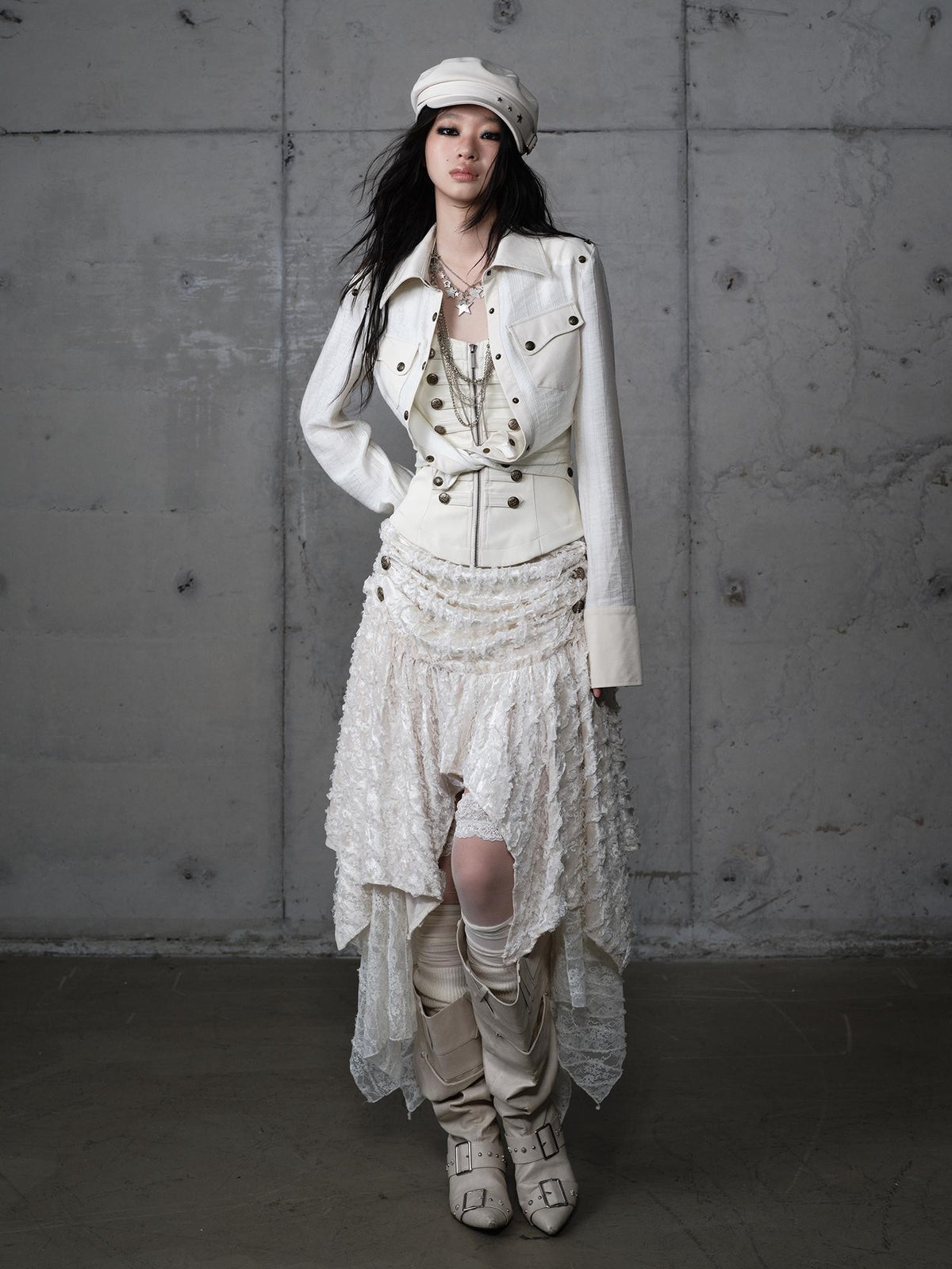 NO ROMANCE Plaid Velvet Irregular Court Style Women&