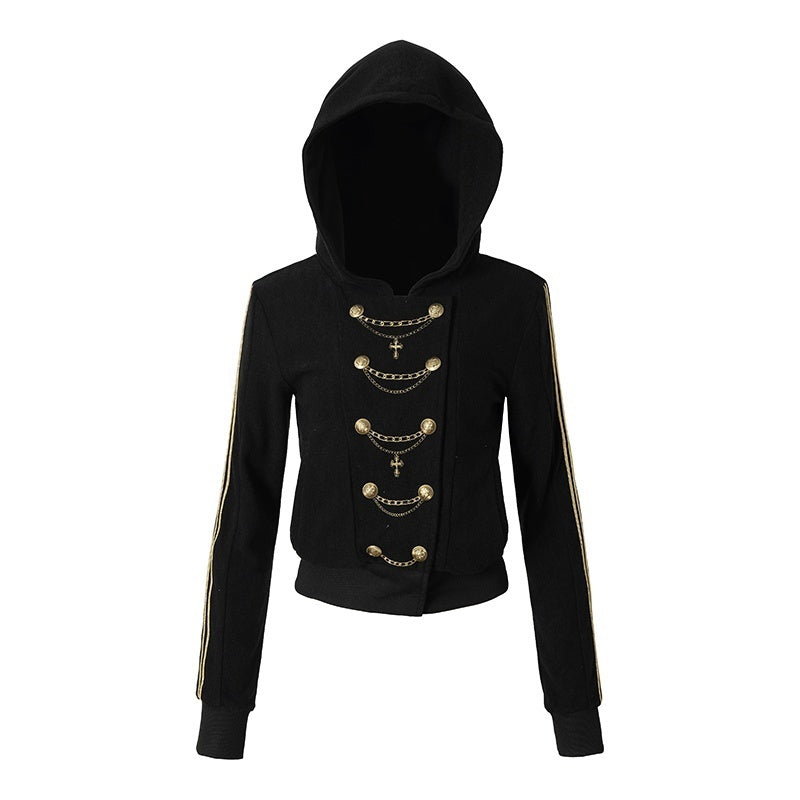 NO_ROMANCE_Punk_Embroidered_Double_Breasted_Hooded_Women&