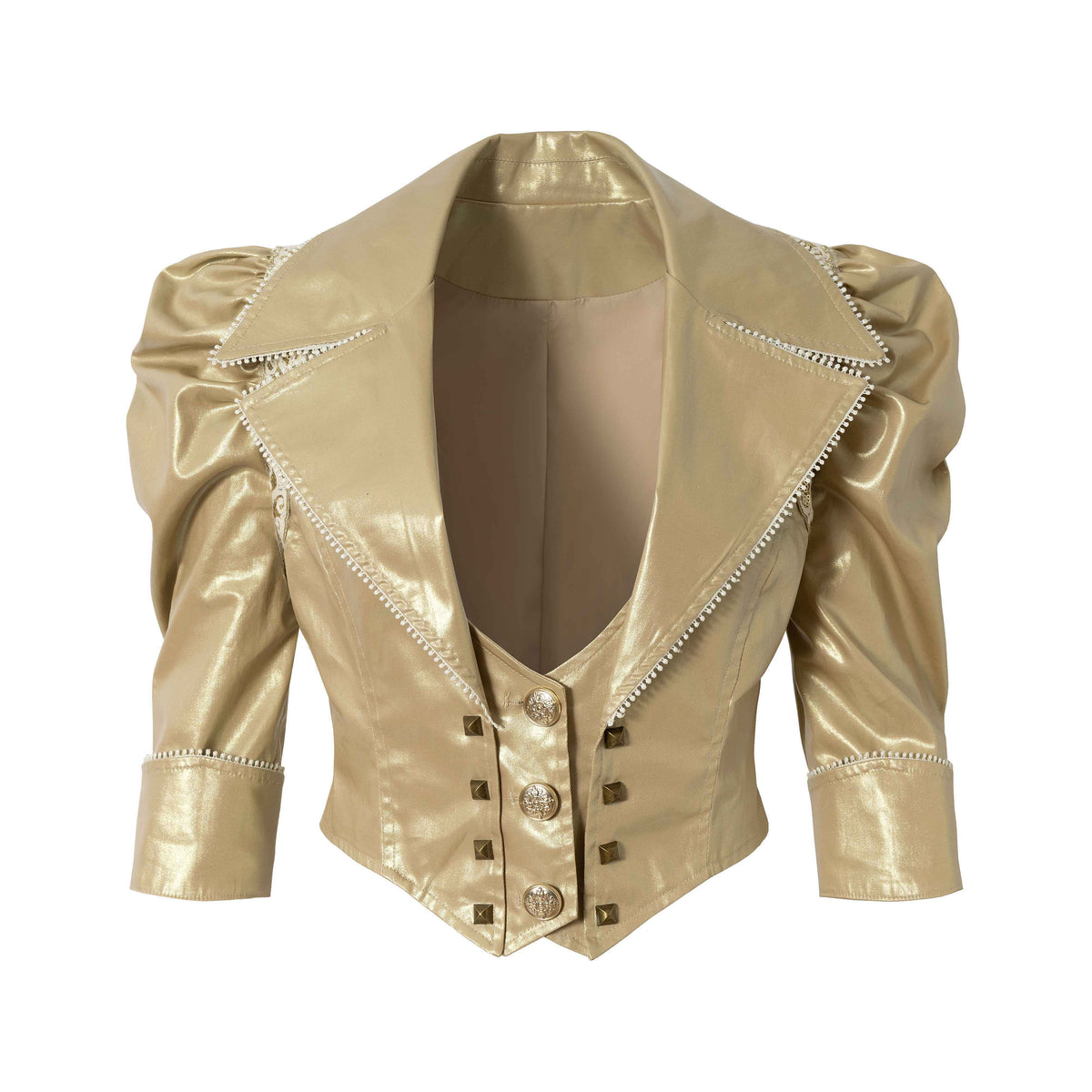 NO_ROMANCE_Punk_Studded_Metal_Embellished_Bubble_Sleeve_Cropped_Women&