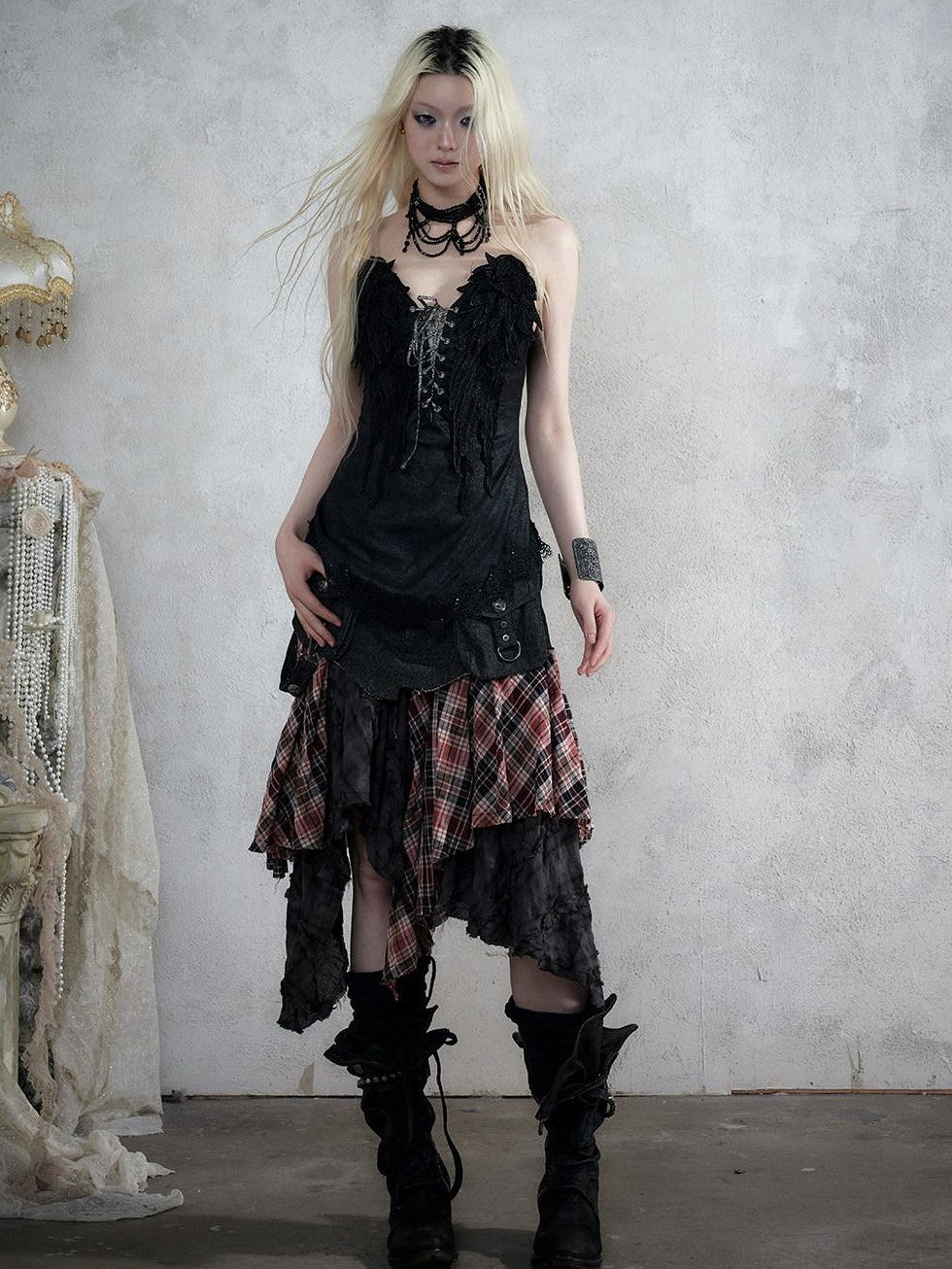 NO ROMANCE Regal Knight 3d Wing Embroidery Lace Up Women&