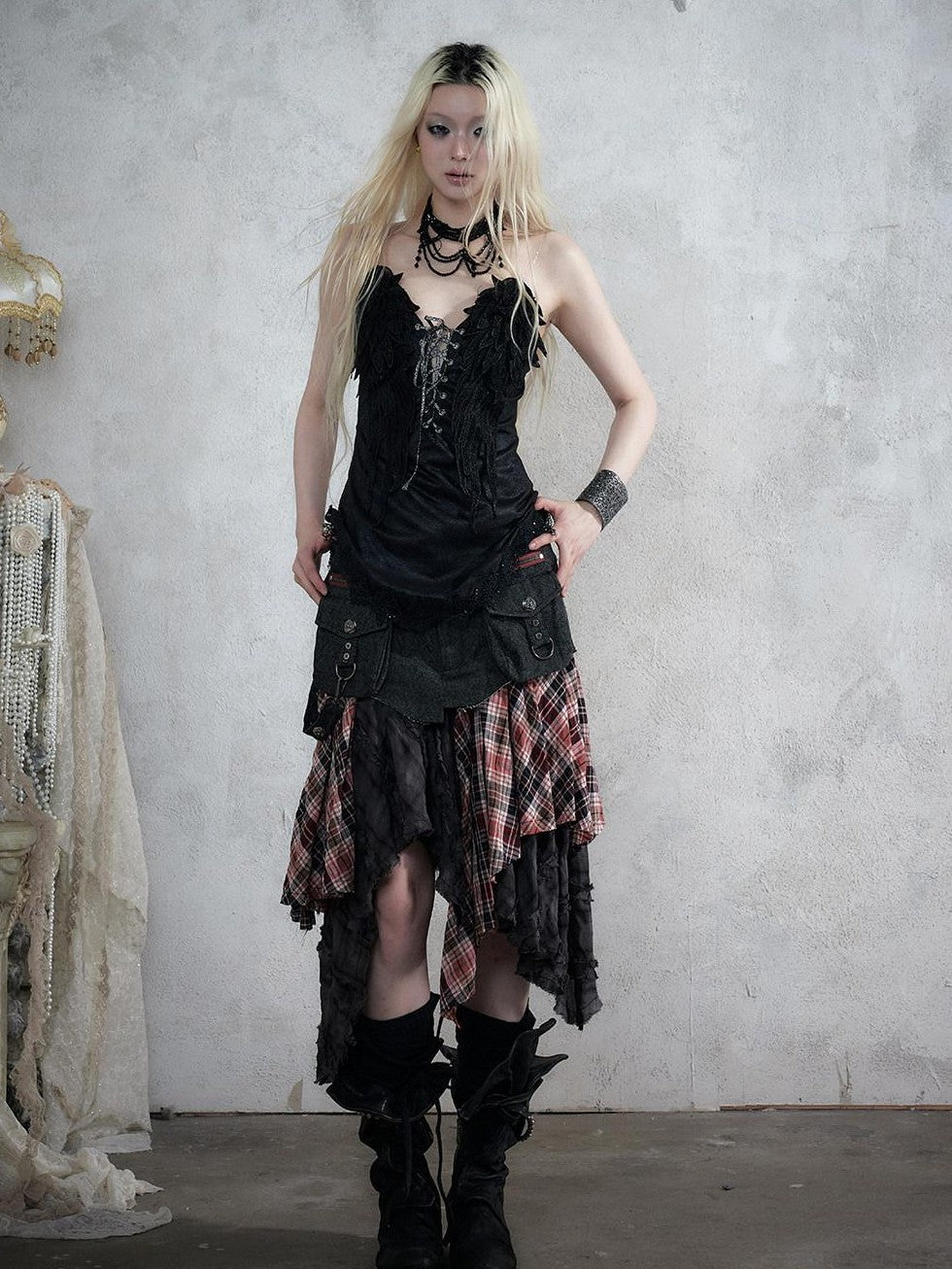 NO ROMANCE Regal Knight 3d Wing Embroidery Lace Up Women&