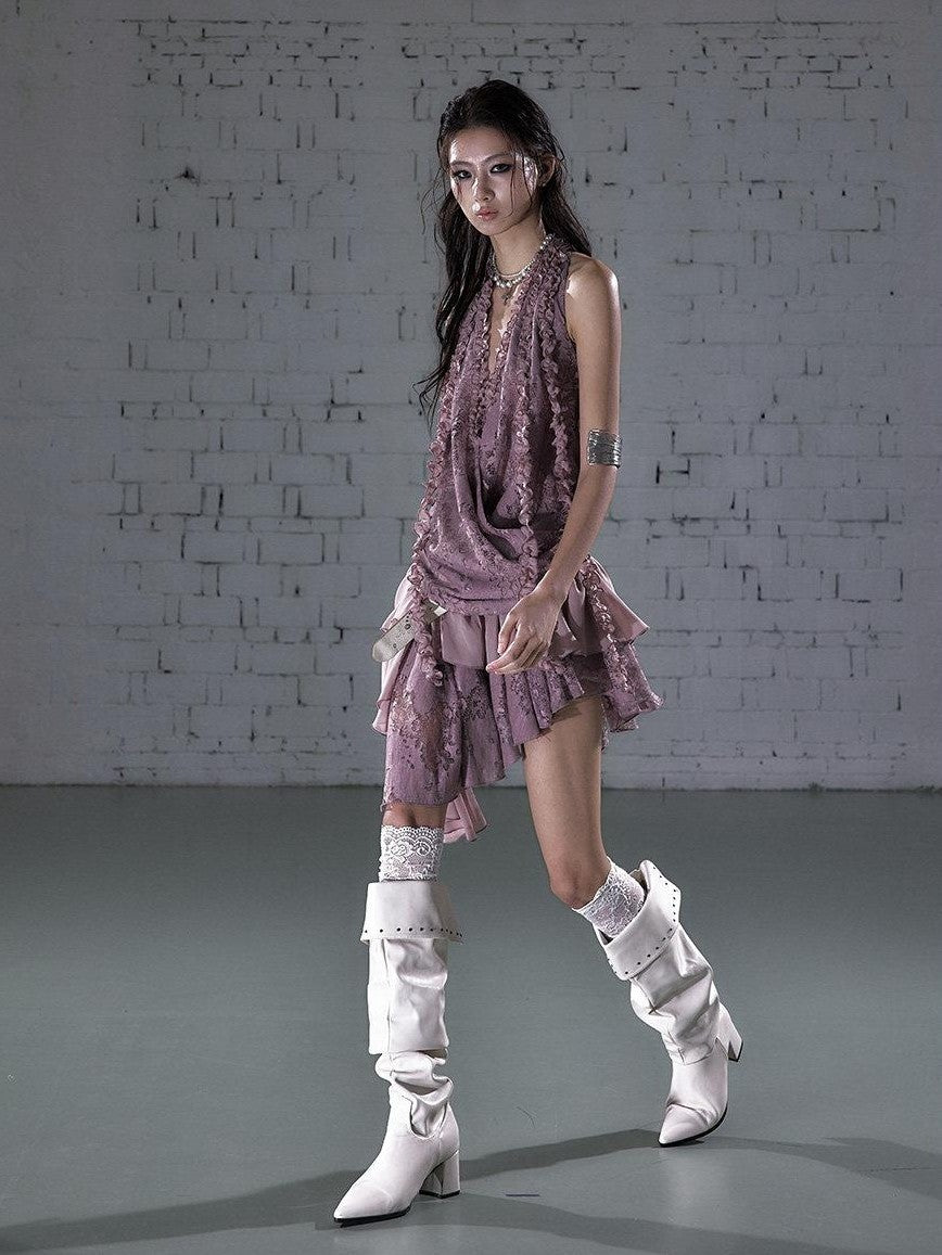 NO ROMANCE Romantic Ruffle Asymmetrical Tiered Women&