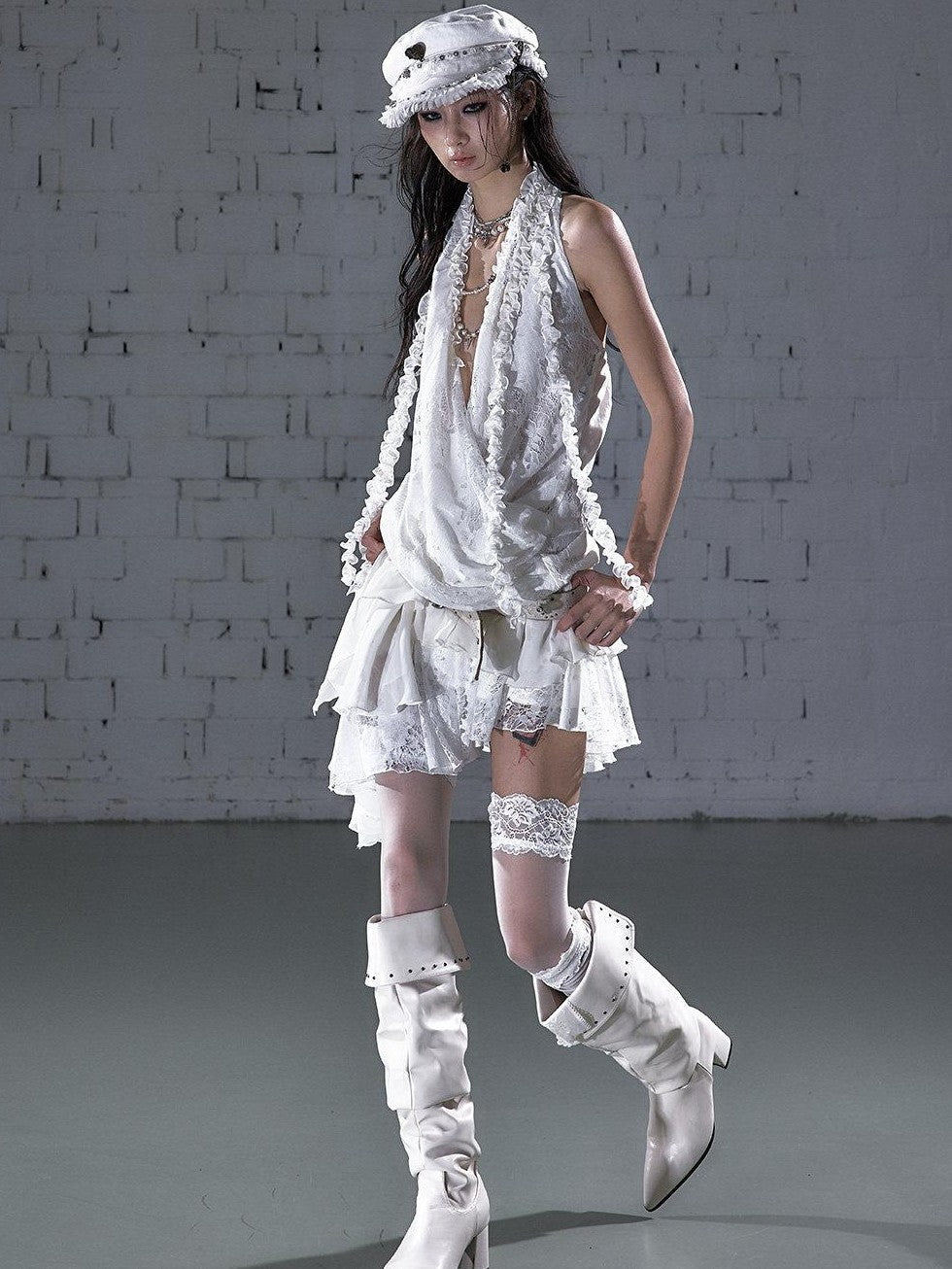 NO ROMANCE Romantic Ruffle Asymmetrical Tiered Women&