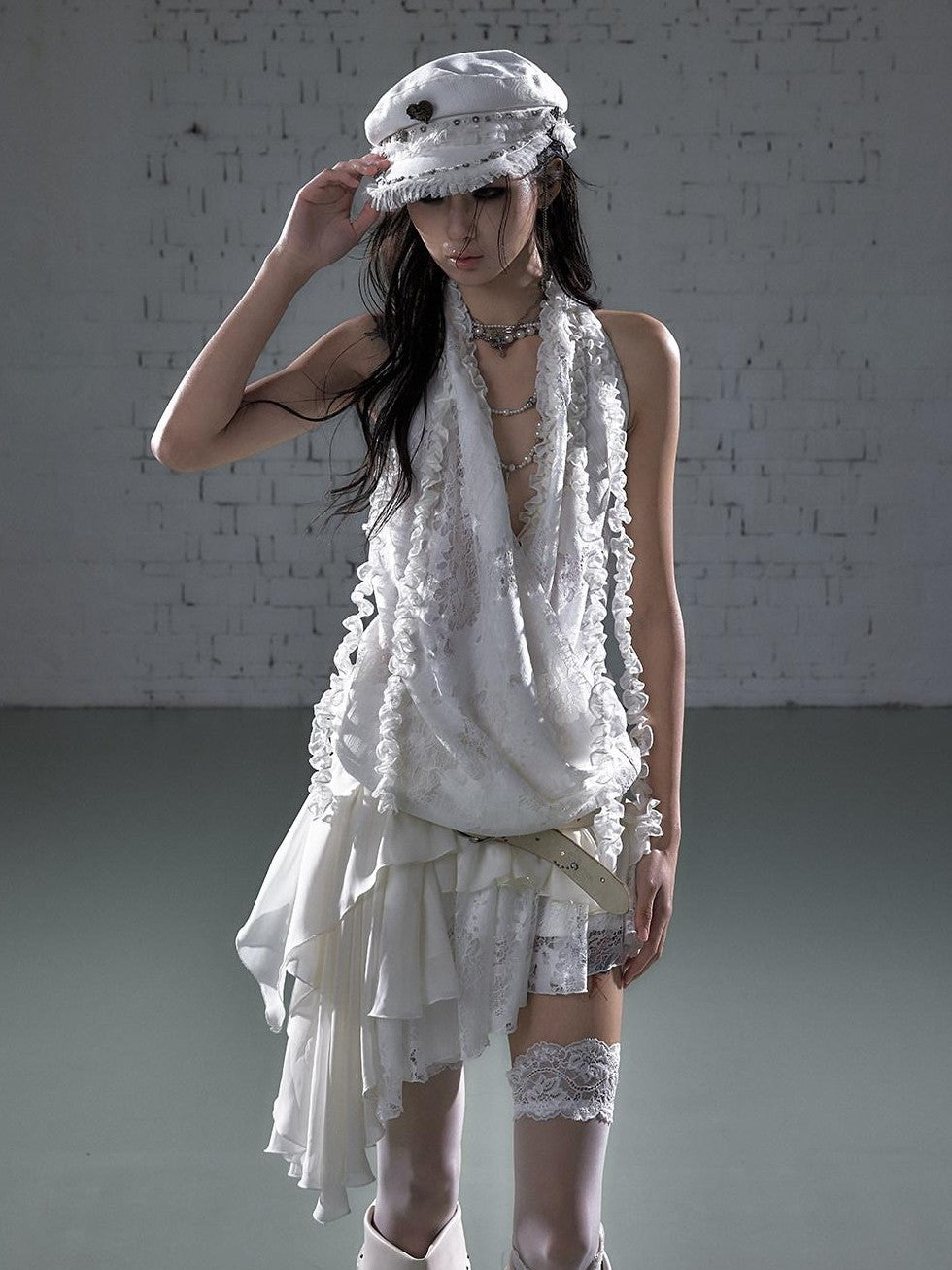 NO ROMANCE Romantic Ruffle Asymmetrical Tiered Women&