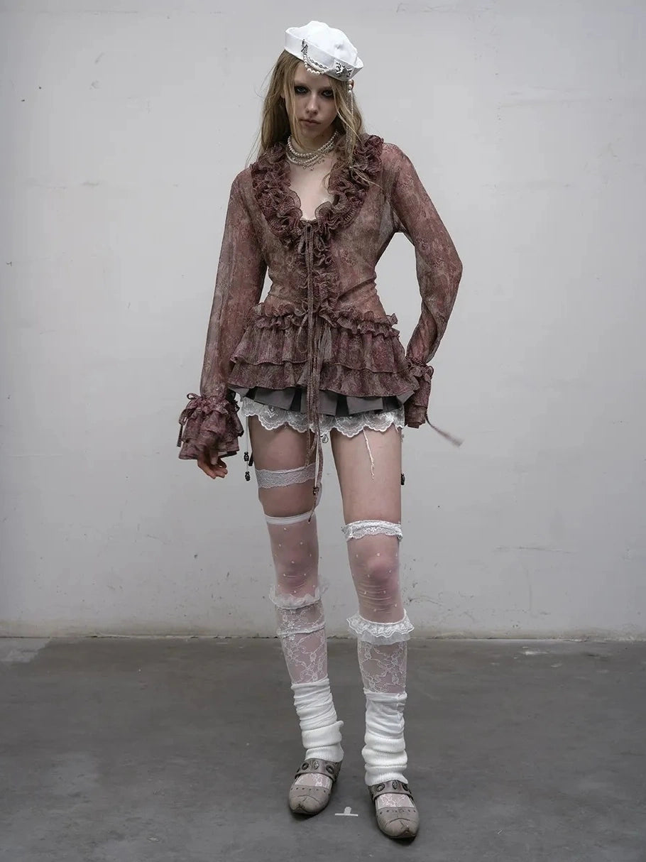 NO ROMANCE Shape Retaining Lightweight Bell Sleeve Slim Fit Lavender Women Blouse