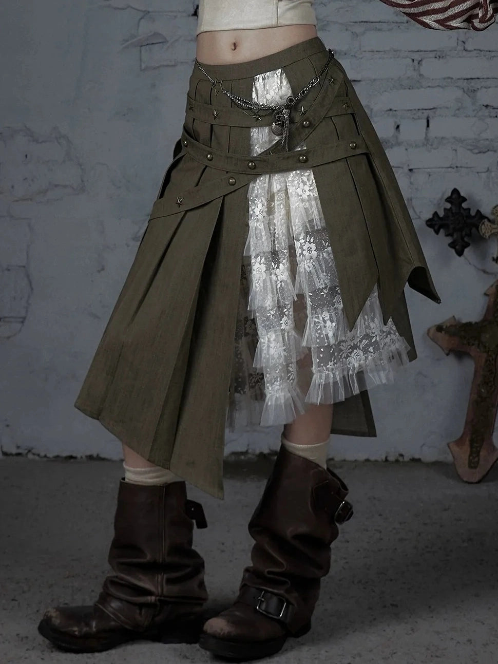 NO ROMANCE Soft Cotton Vintage Asymmetric Pleated High Waist Loose Fit Women Casual Dresses