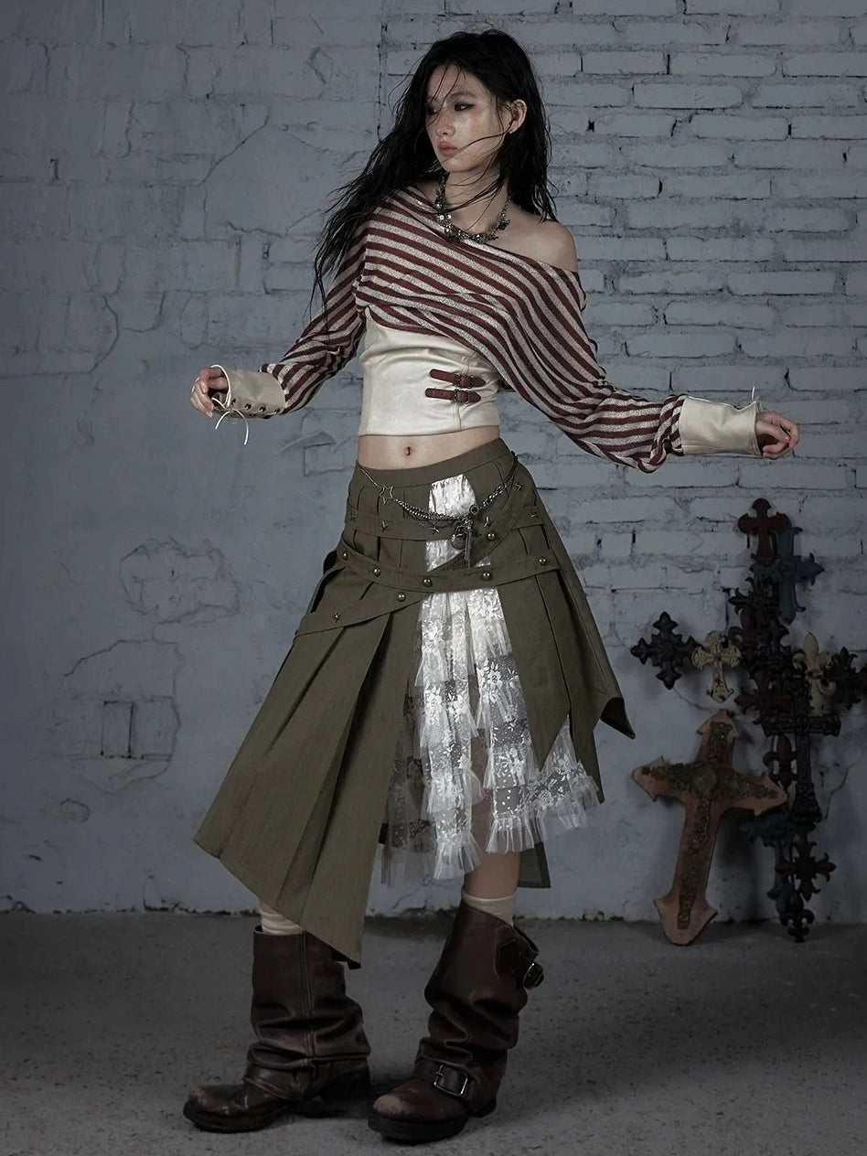 NO ROMANCE Soft Cotton Vintage Asymmetric Pleated High Waist Loose Fit Women Casual Dresses