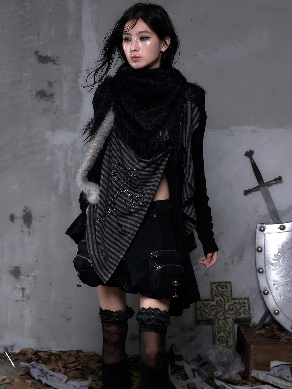 NO ROMANCE Soft Warm Solid Color Rectangular Neck Wrap For Women Black White Scarf