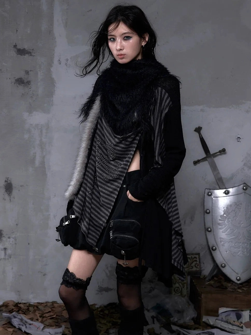 NO ROMANCE Soft Warm Solid Color Rectangular Neck Wrap For Women Black White Scarf