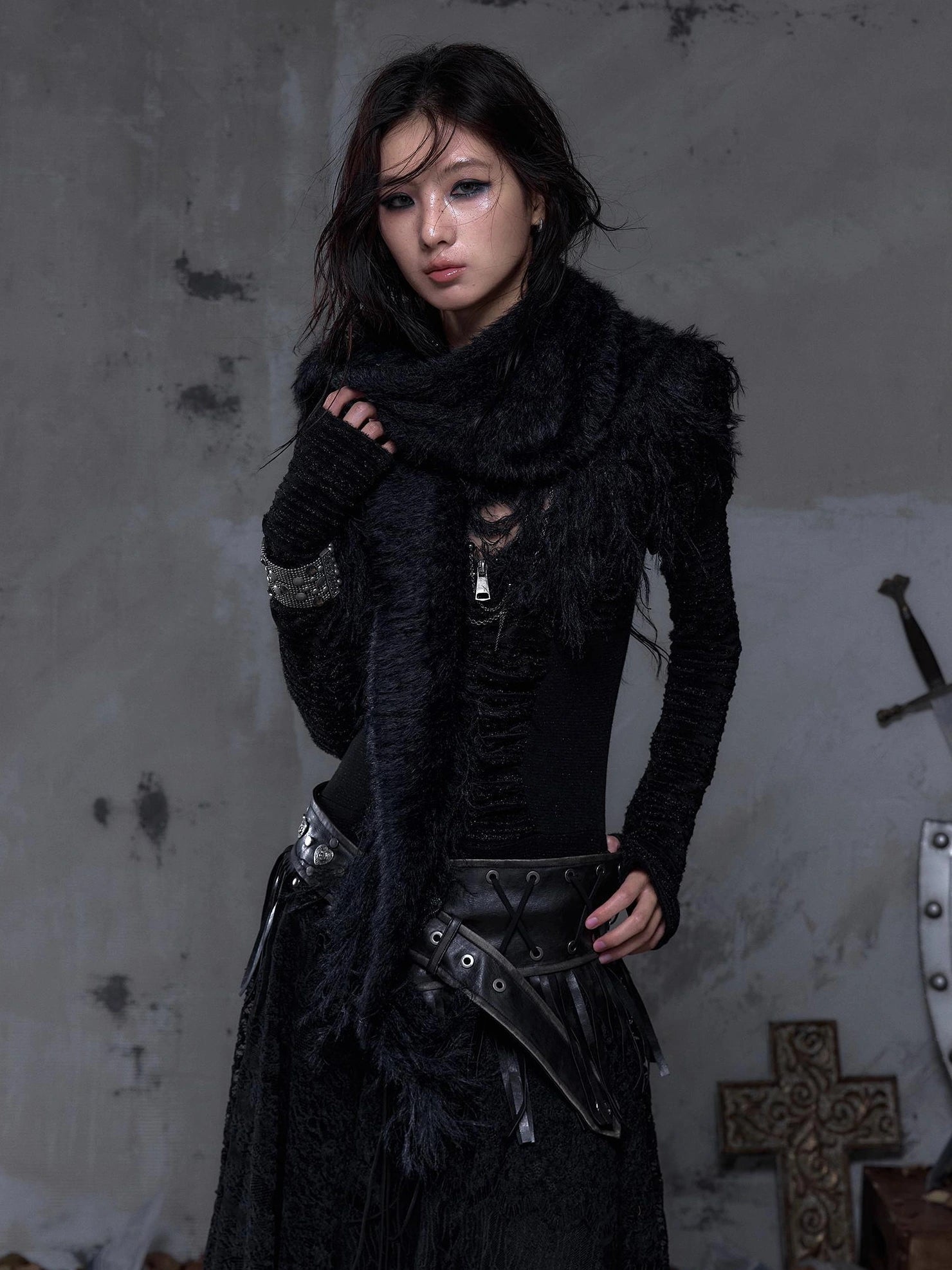 NO ROMANCE Soft Warm Solid Color Rectangular Neck Wrap For Women Black White Scarf