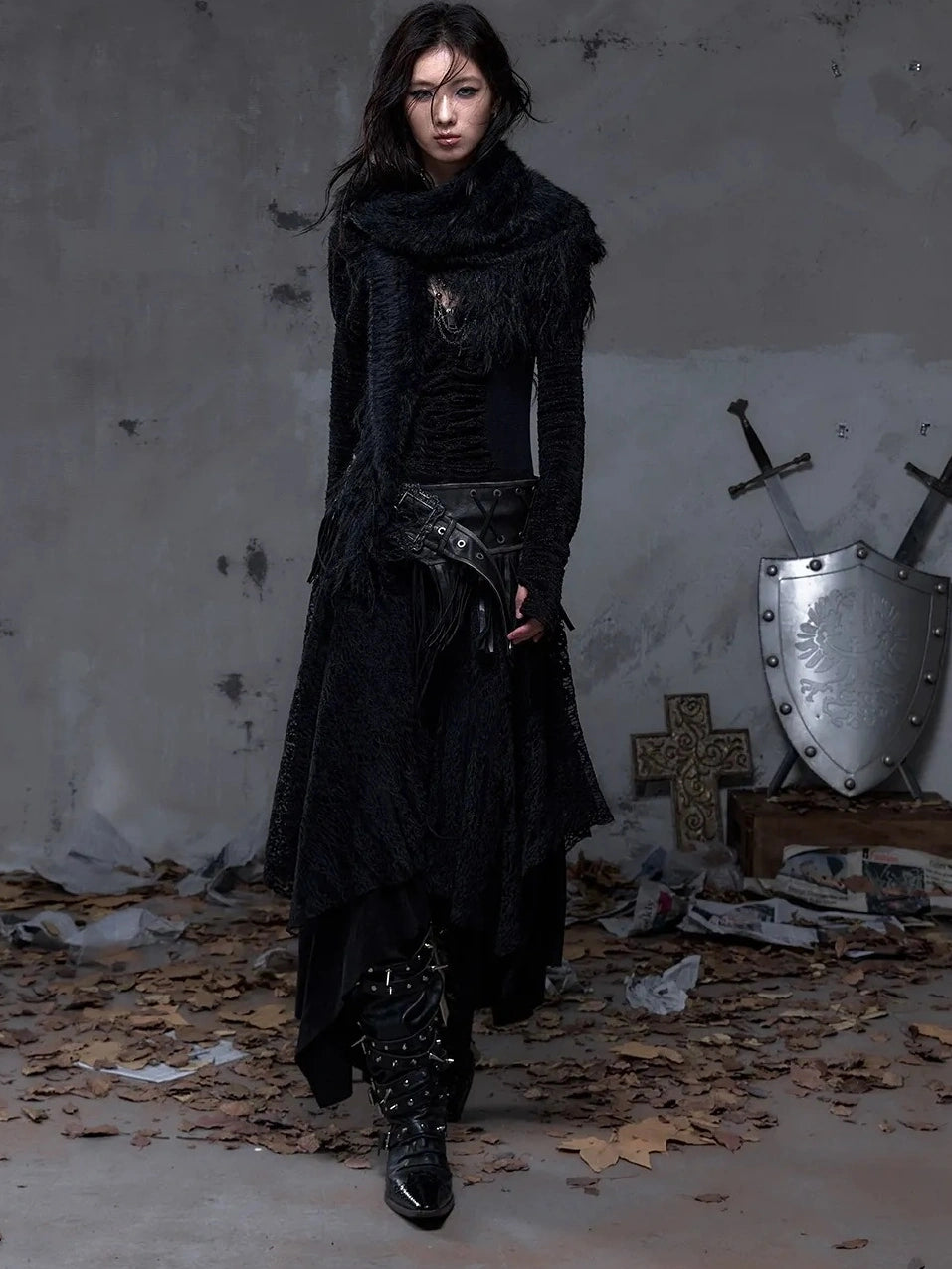 NO ROMANCE Soft Warm Solid Color Rectangular Neck Wrap For Women Black White Scarf