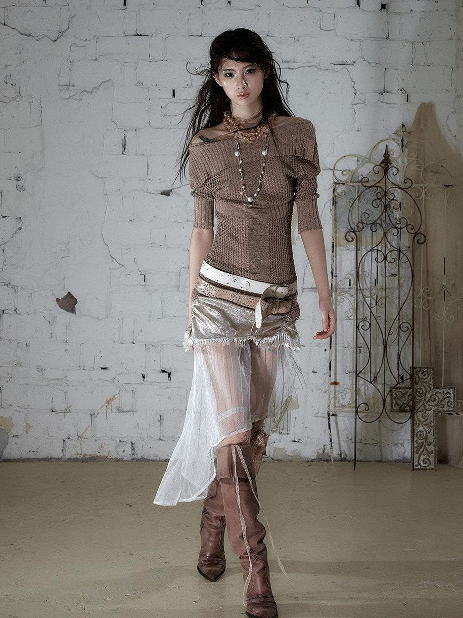 NO ROMANCE Star Cutout Punk Slim V-neck Convertible Women&