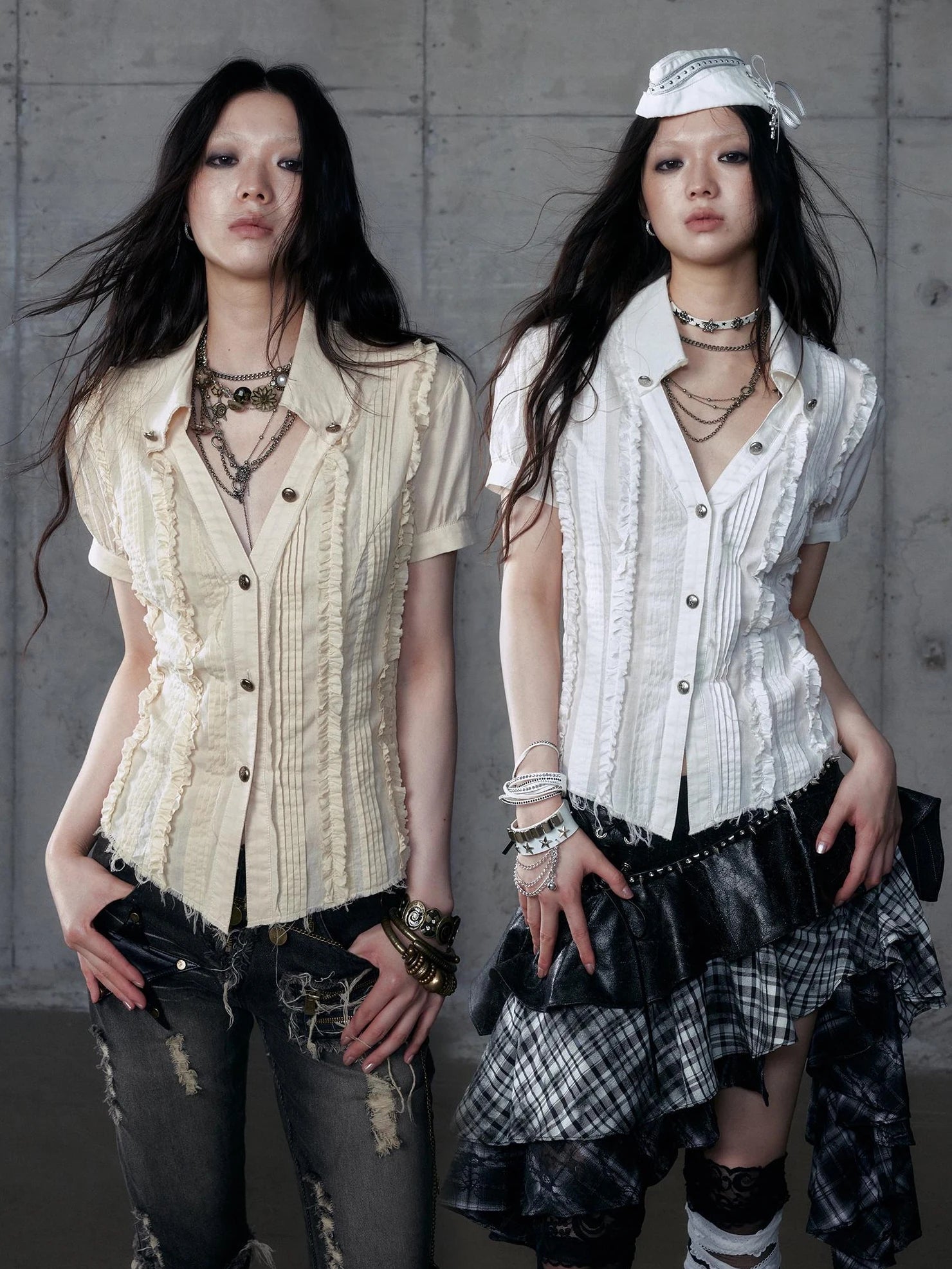 NO ROMANCE Uv Protection Slim Fit V Neck Short Sleeve Button Front Womens Cotton Shirt