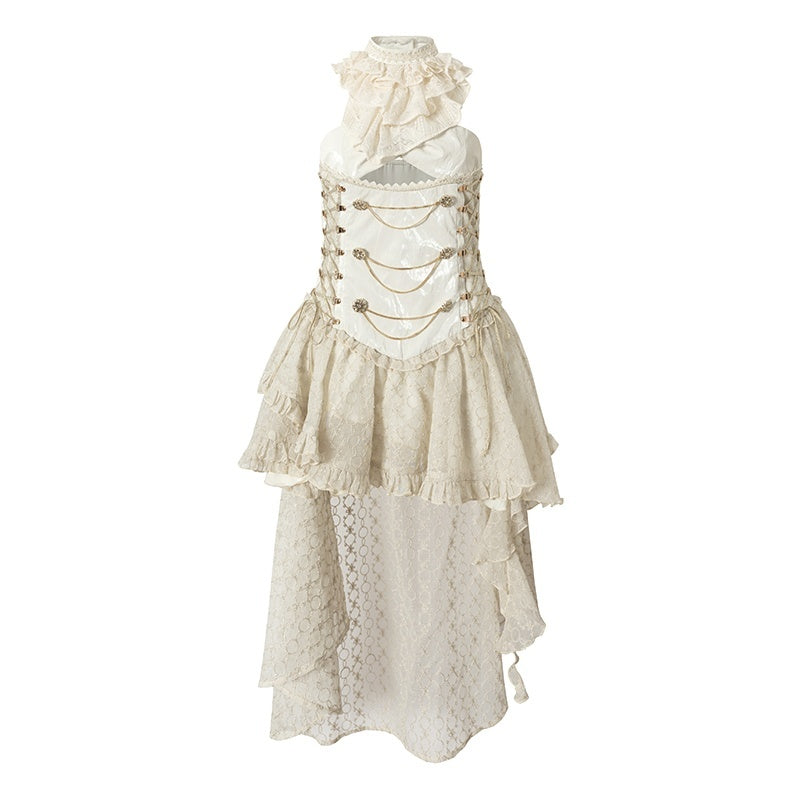 NO_ROMANCE_Victorian_Lace_Pu_Asymmetric_Strapless_Women&