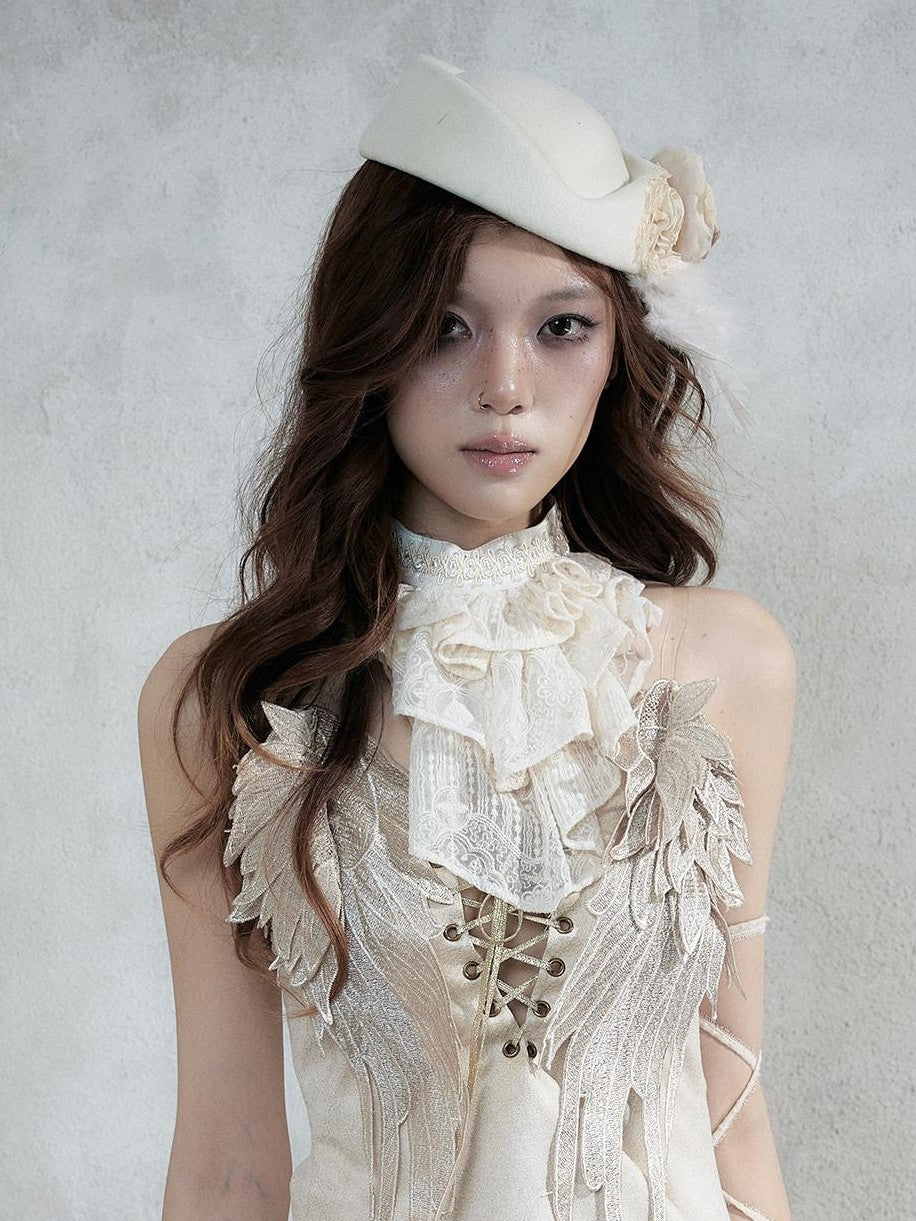 NO ROMANCE Vintage Baroque French Lace Multilayer Collar Women&