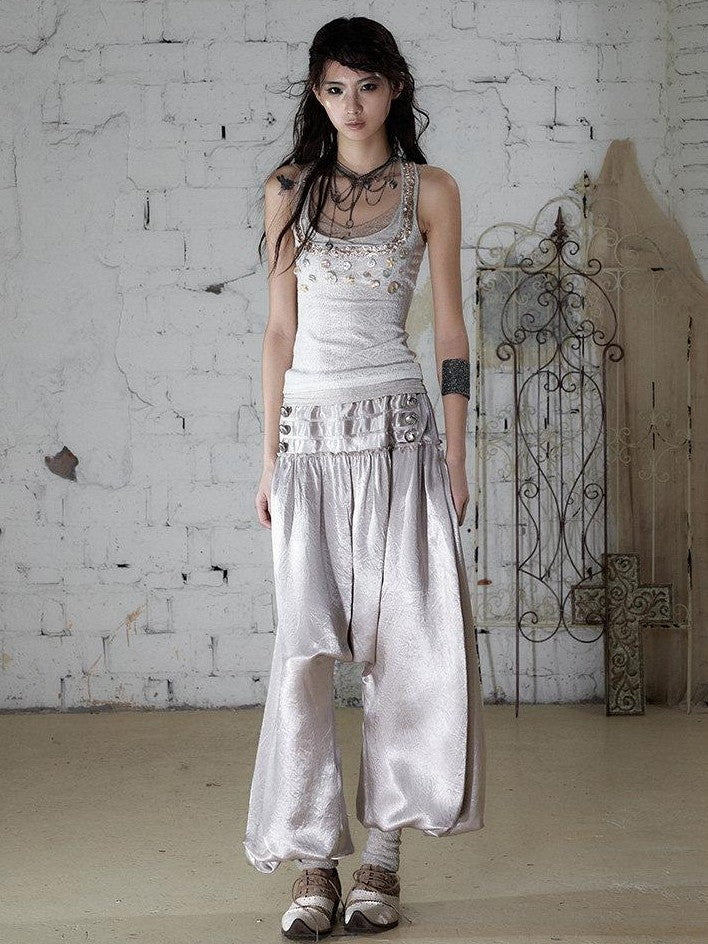 NO ROMANCE Vintage Baroque Lace Lantern Wide Leg Women&
