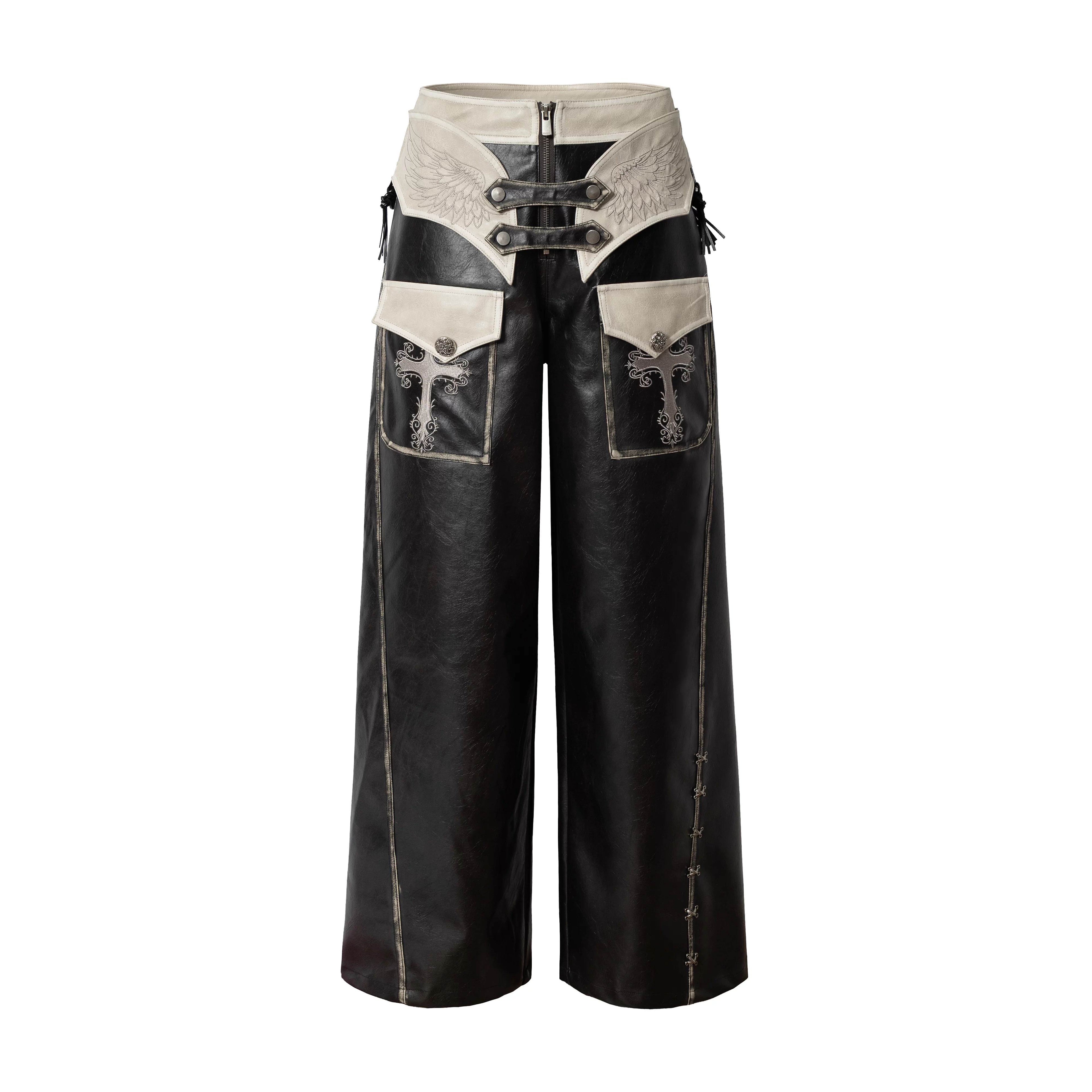 NO_ROMANCE_Vintage_Distressed_Low_Rise_Wide_Leg_Relaxed_Fit_Women_Faded_Black_Pants_MISSTT