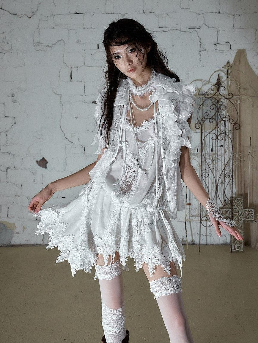 NO ROMANCE Vintage Pleated Hand Beaded Collar Women&