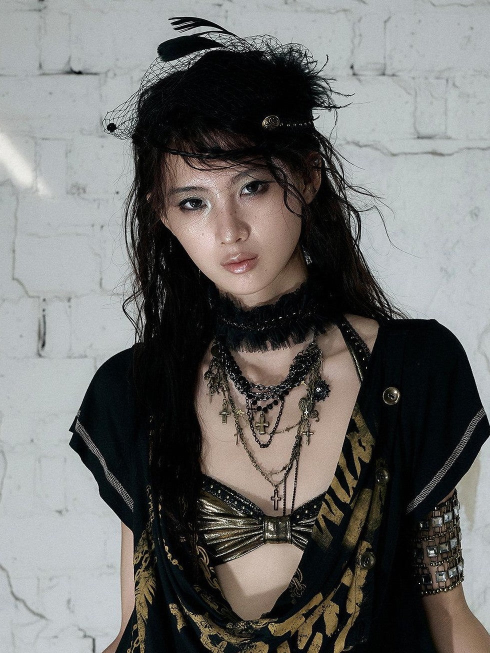 NO ROMANCE Vintage Pleated Hand Beaded Collar Women&