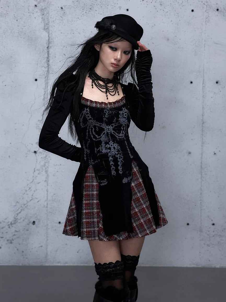 NO ROMANCE Vintage Puff Sleeve Square Neck Slim Fit A Line Women Citywalk Chic Mini Dresses