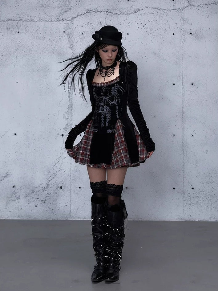 NO ROMANCE Vintage Puff Sleeve Square Neck Slim Fit A Line Women Citywalk Chic Mini Dresses