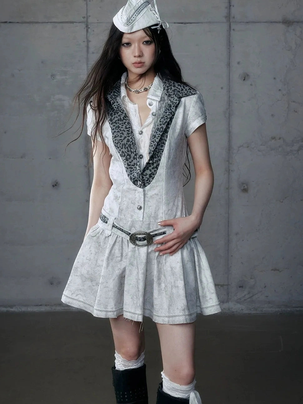 NO ROMANCE Vintage Slim Fit Polo Collar Short Sleeve Two Piece Look Women A Line Dresses