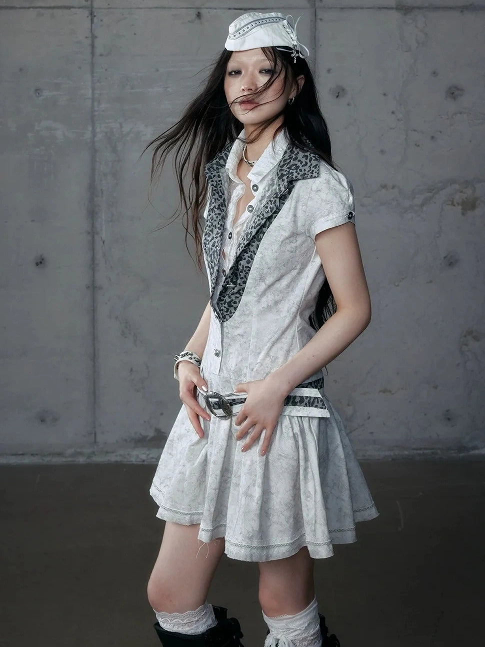 NO ROMANCE Vintage Slim Fit Polo Collar Short Sleeve Two Piece Look Women A Line Dresses