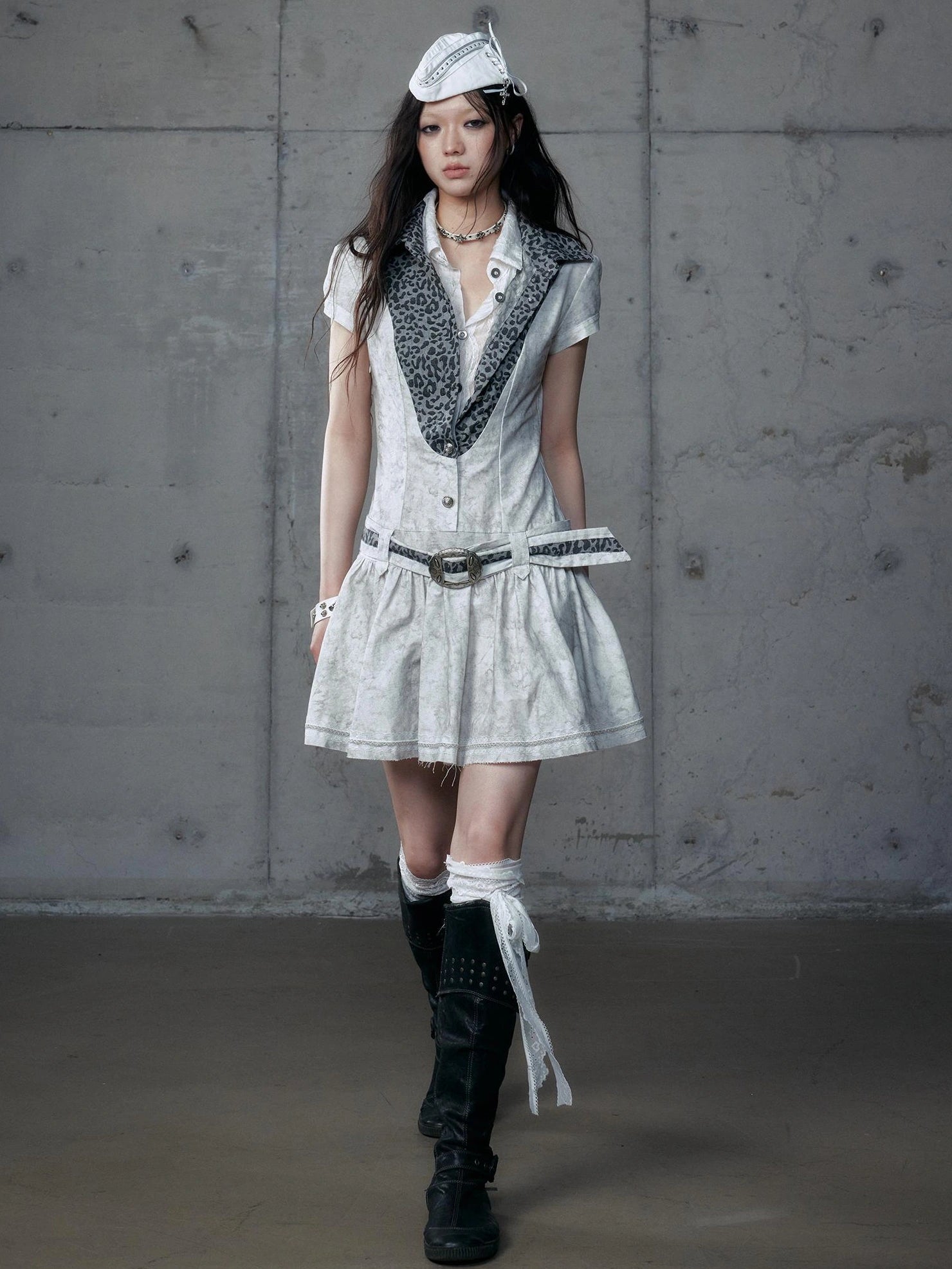 NO ROMANCE Vintage Slim Fit Polo Collar Short Sleeve Two Piece Look Women A Line Dresses