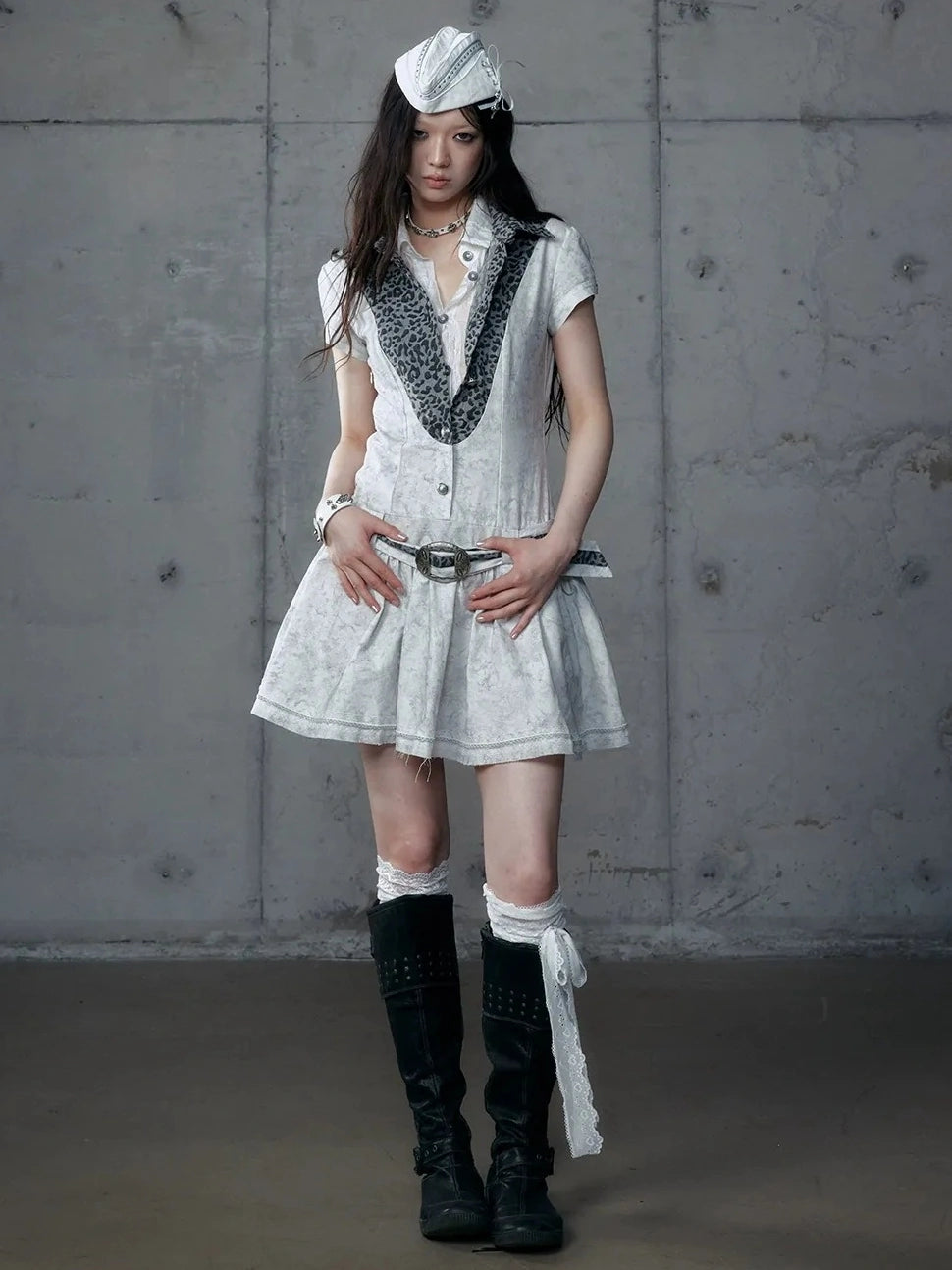 NO ROMANCE Vintage Slim Fit Polo Collar Short Sleeve Two Piece Look Women A Line Dresses