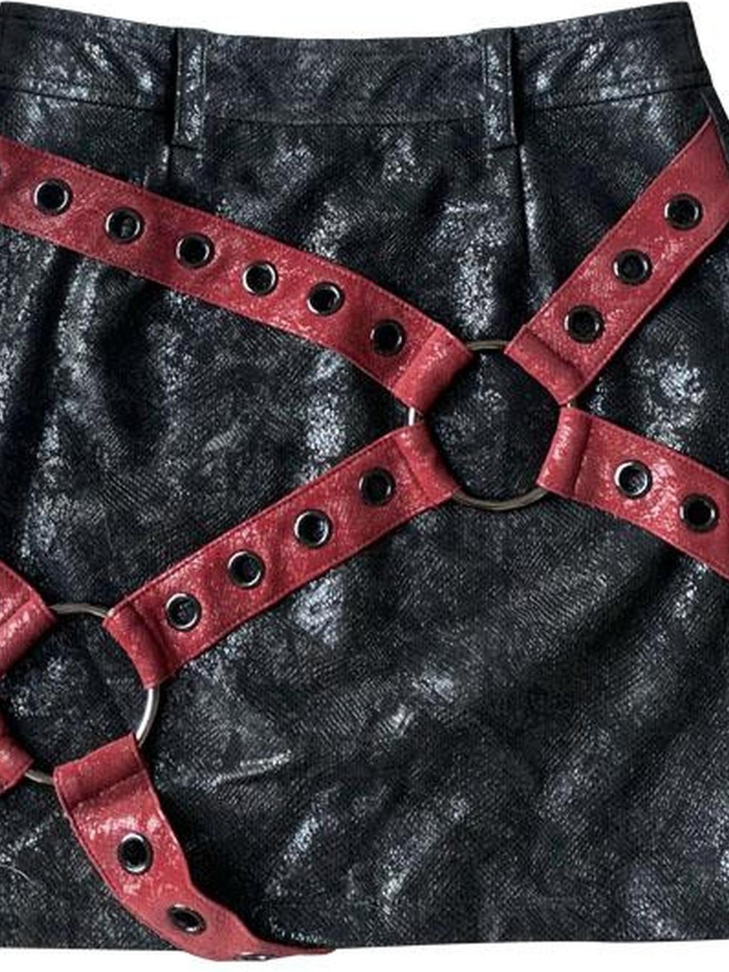 WSW WUSHENWU Napoleon Lock Leather Moto Skirt For Chic Riders