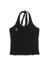 Summer Black Cropped Bubble Sleeve T-shirt Round Neck Top
