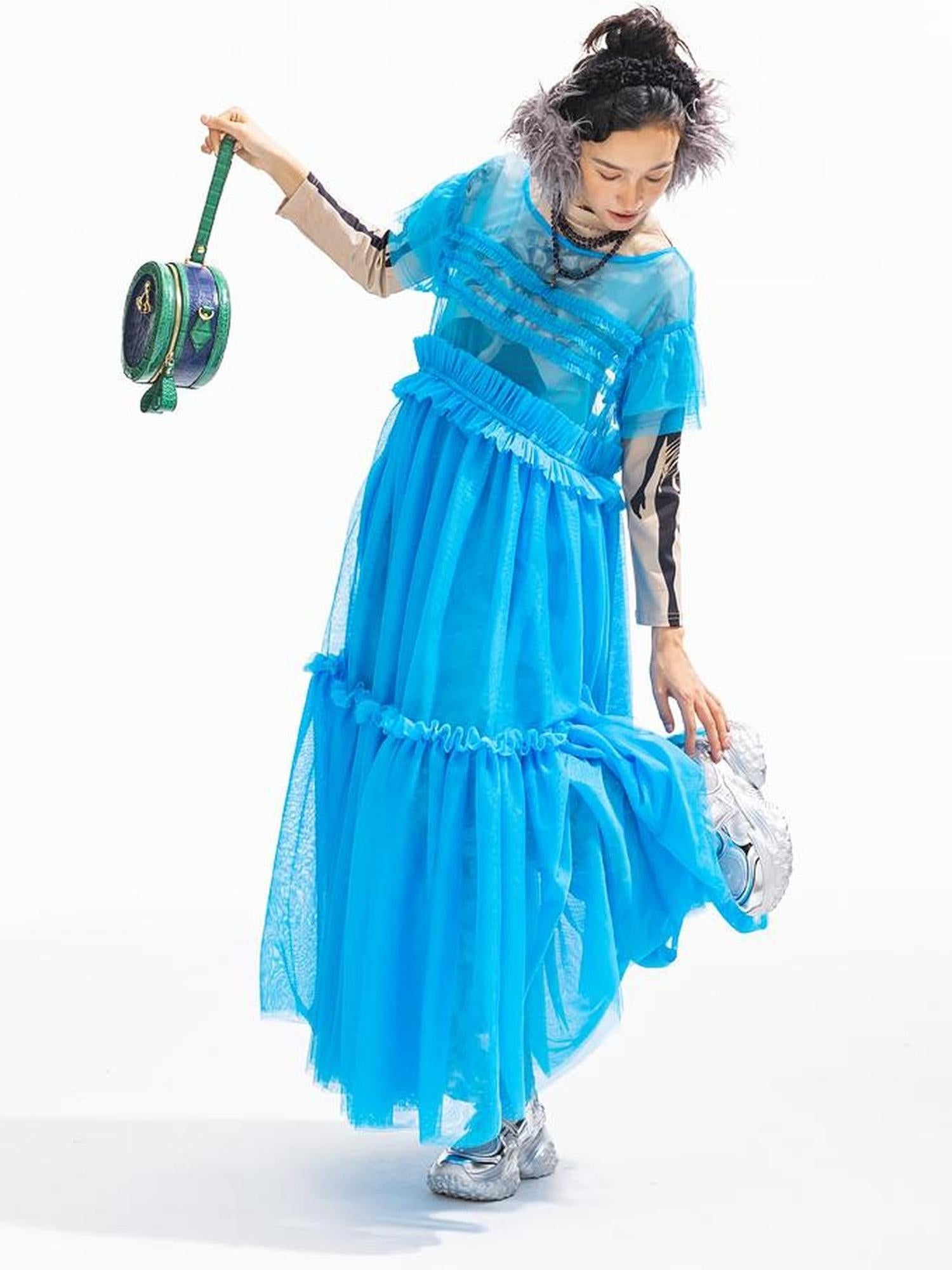 Sweet Mi Neptune S Ruffle Fairy Dress With Layered Suspenders