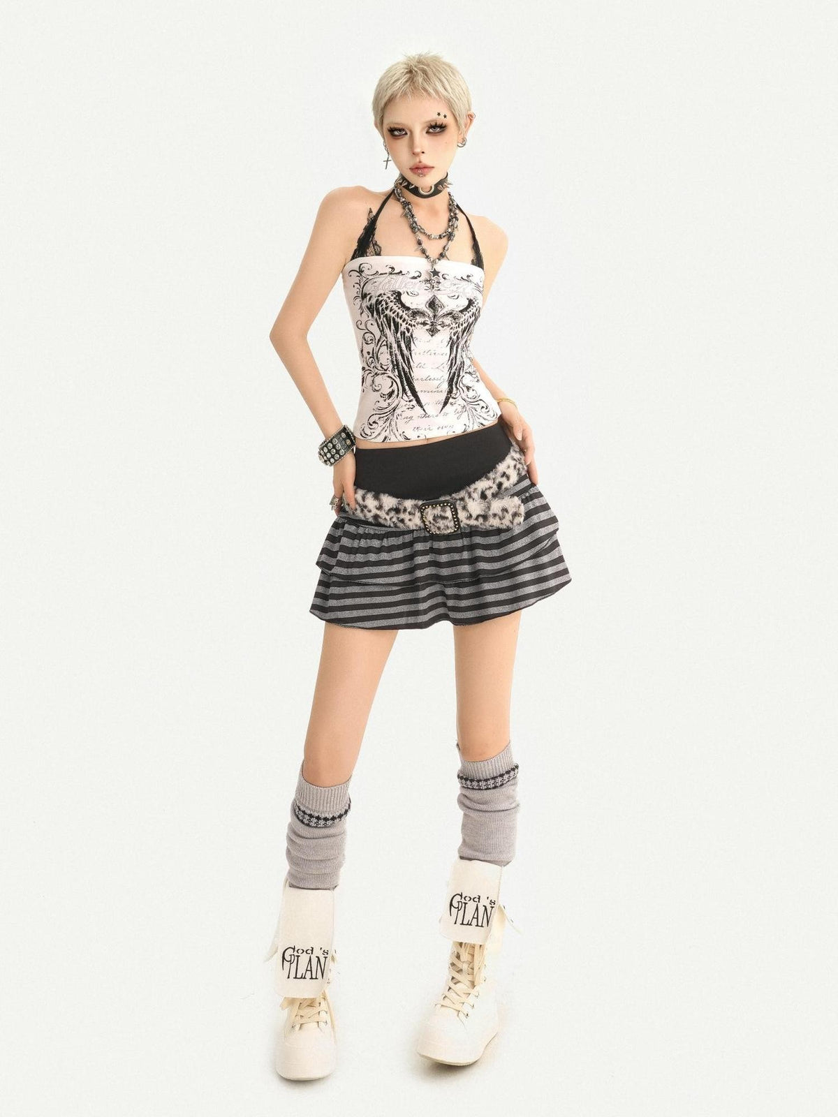 Nico Molly American Gothic Print Patchwork Fitted Crop Women&