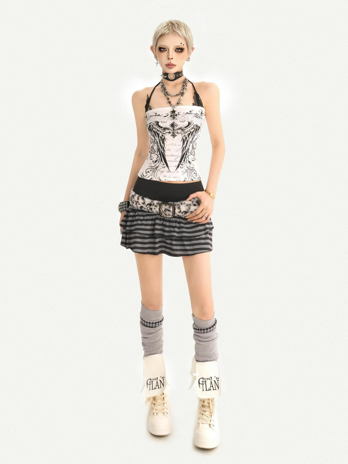 Nico Molly American Gothic Print Patchwork Fitted Crop Women&