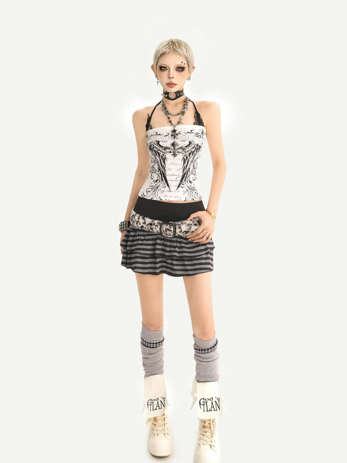 Nico Molly American Gothic Print Patchwork Fitted Crop Women&