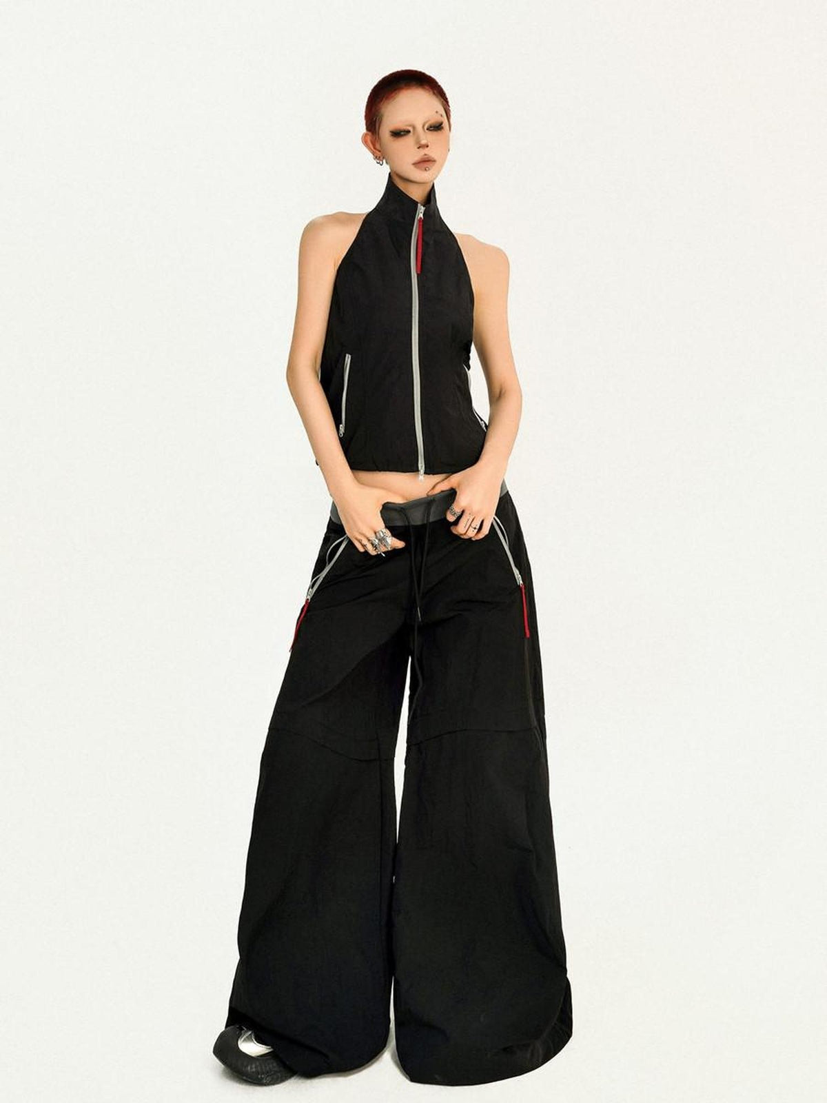 Nico Molly Backless Halter Utility Wide Leg Women&