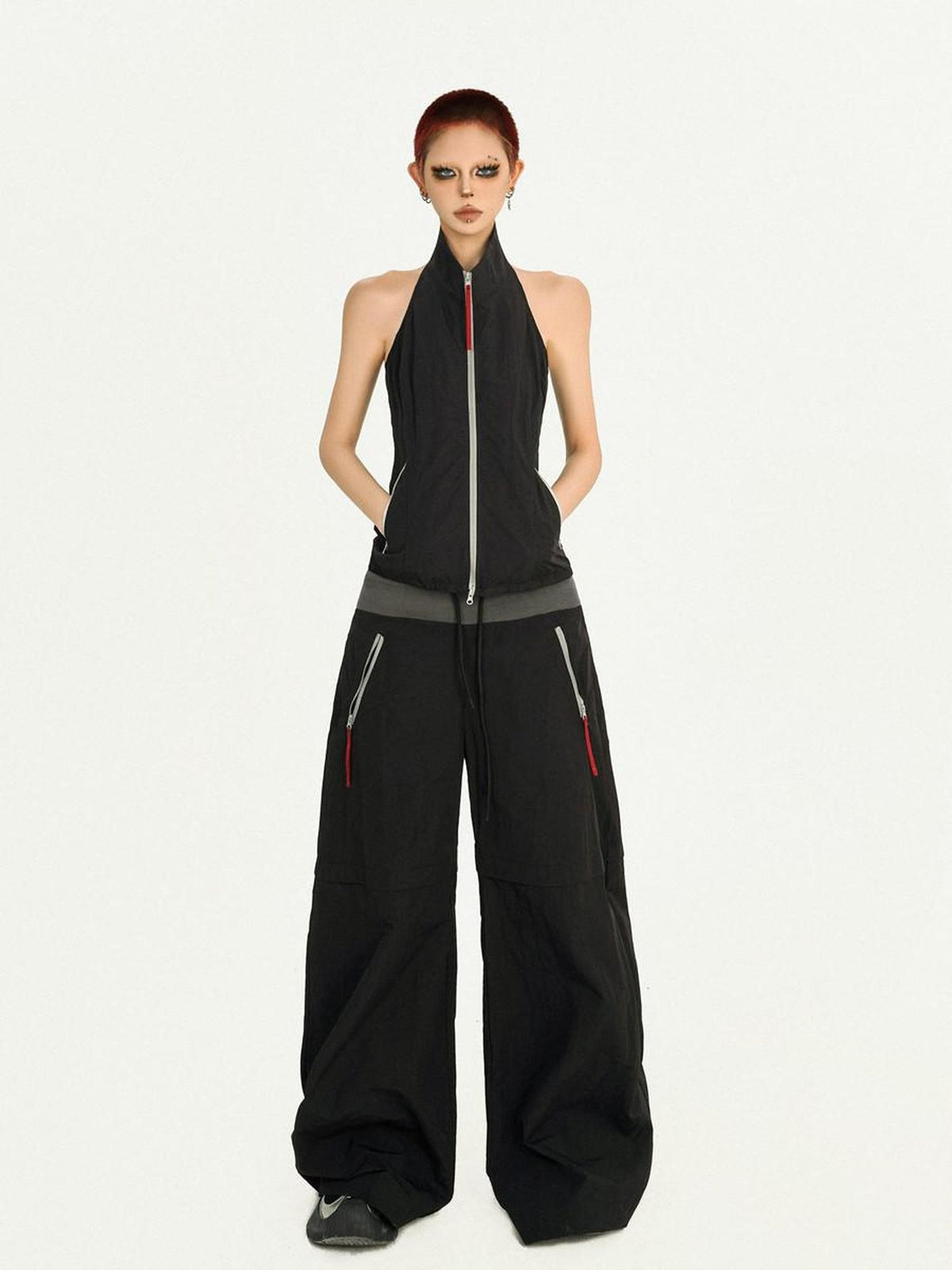 Nico Molly Backless Halter Utility Wide Leg Women&