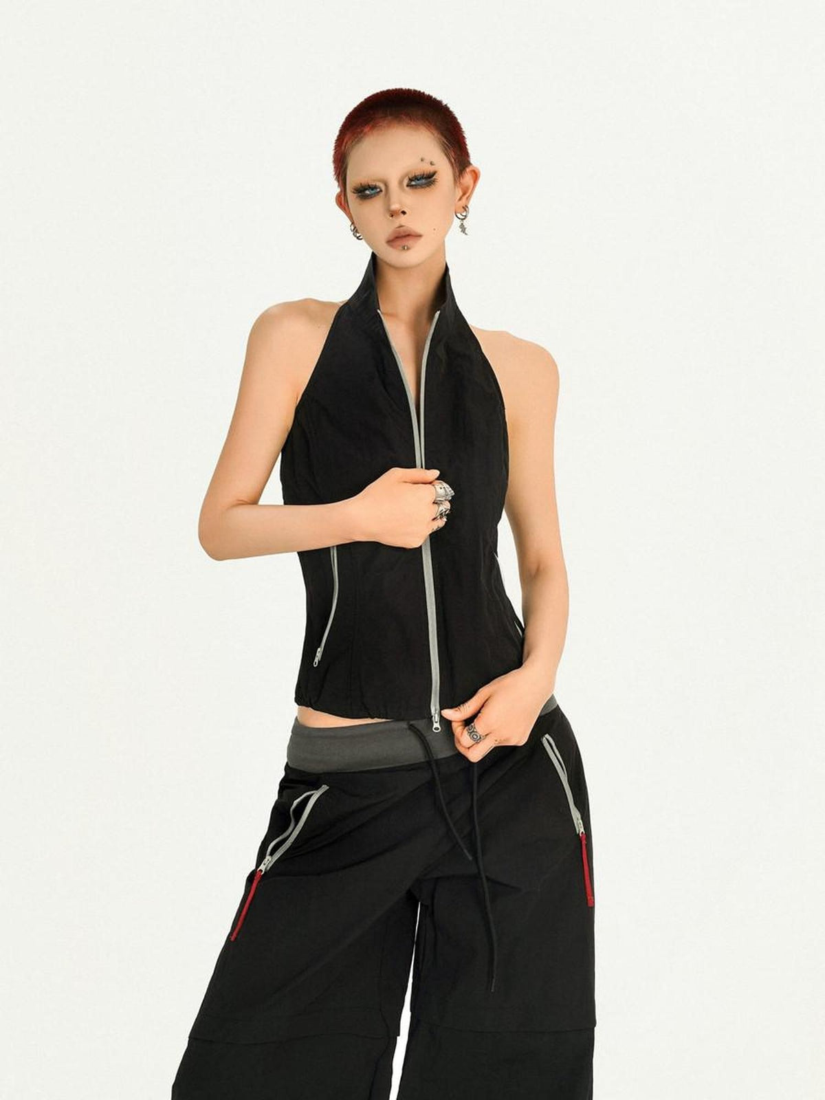 Nico Molly Backless Halter Utility Wide Leg Women&