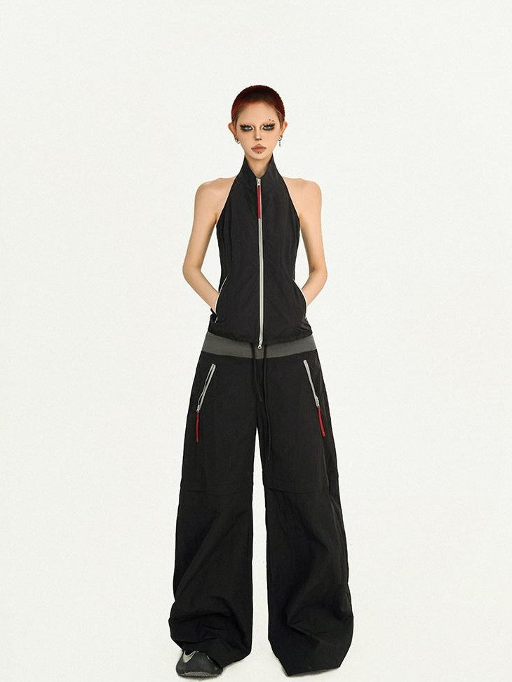 Nico Molly Backless Halter Utility Wide Leg Women&