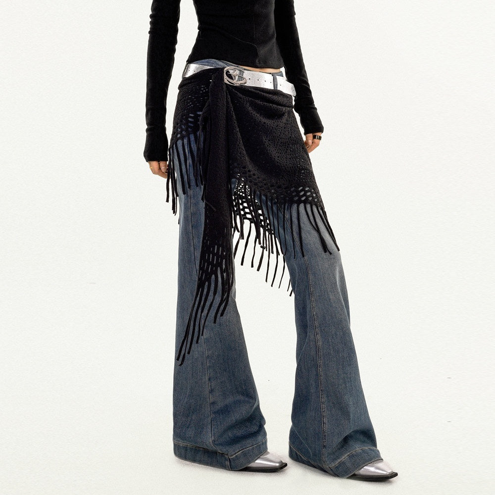 Nico_Molly_Black_Knitted_Mesh_Layered_Cutout_A_Line_High_Waist_Women&