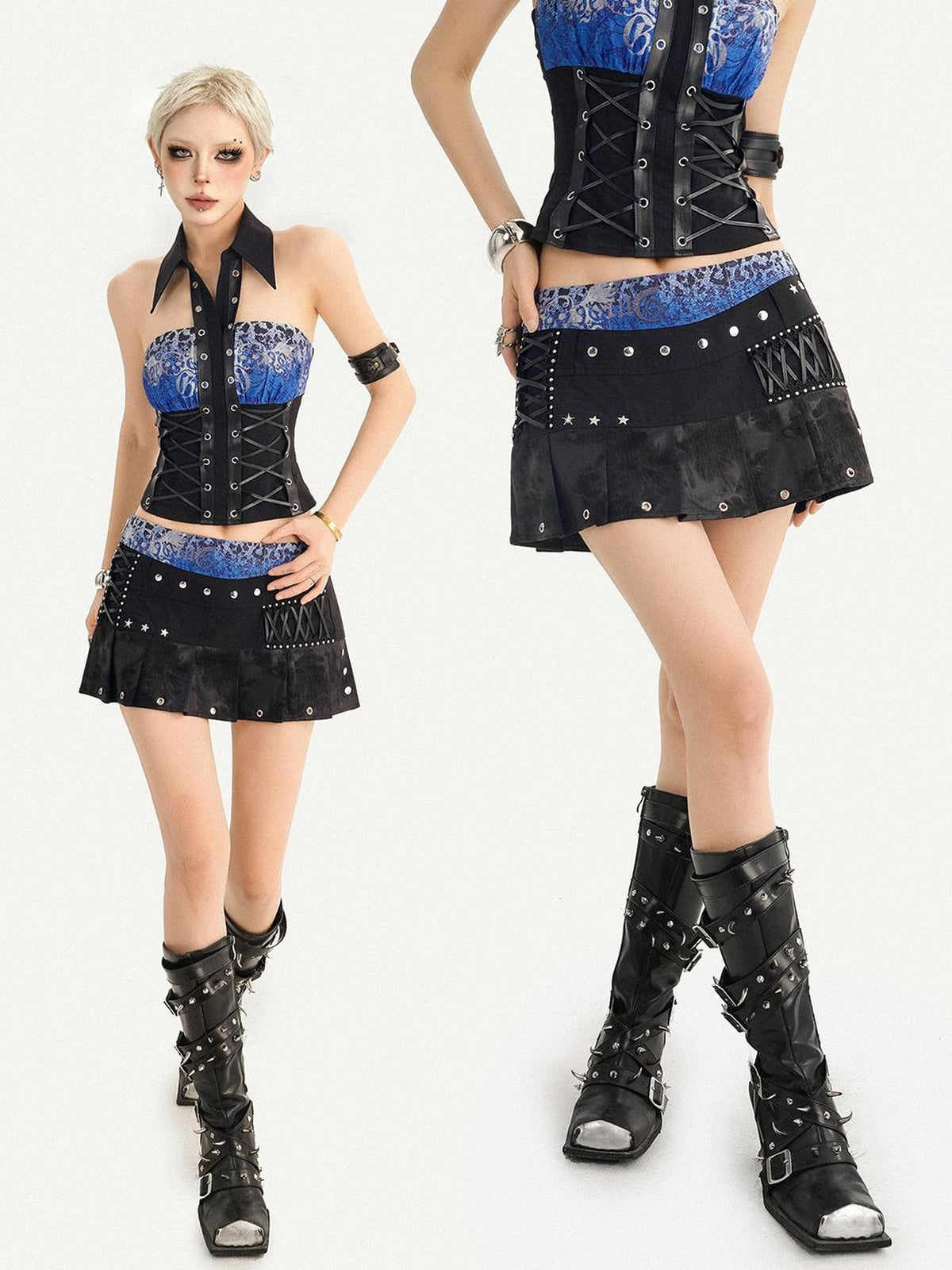 Nico Molly Black Punk Studded Star Embellished Women&