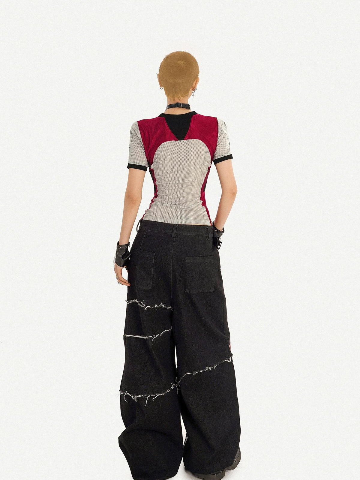 Nico Molly Black Street Ripped Graffiti Letter Loose Fit Women&