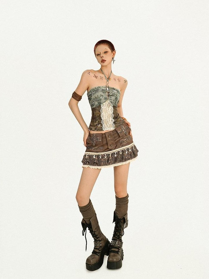 Nico Molly Cropped Lace Splice Slim Fit Bandeau Women&